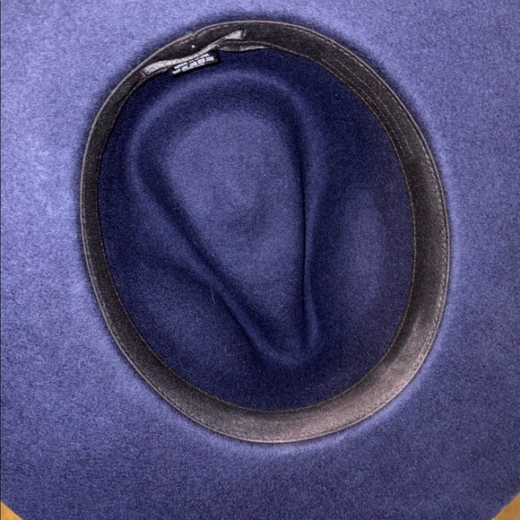 By Anthropologie Gemma Felted Rancher Hat Navy Blue 100% Wool Wide Brim Cowboy main image 8
